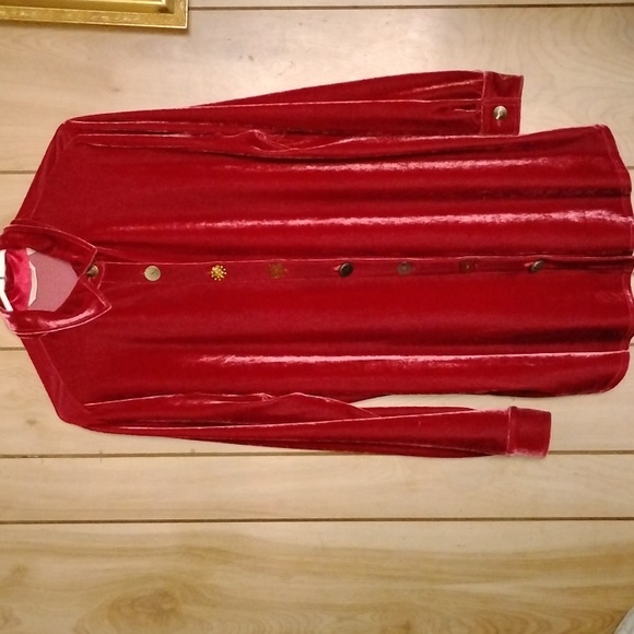 Soft surroundings deep burgundy velvet button down jacket - Picture 6 of 9